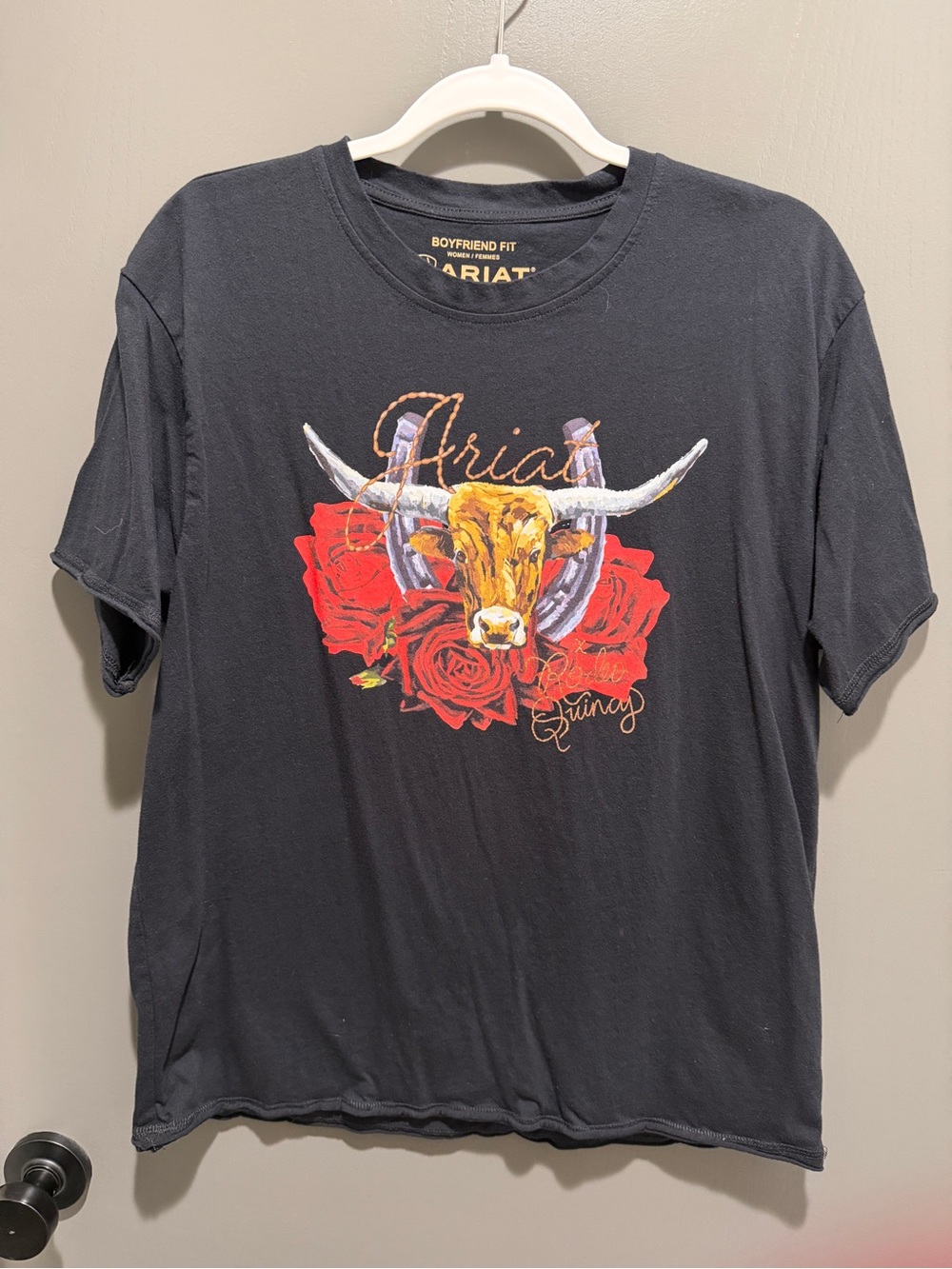 Ariat X Rodeo Quincy Women’s Black Graphic Tee with Longhorn & Roses